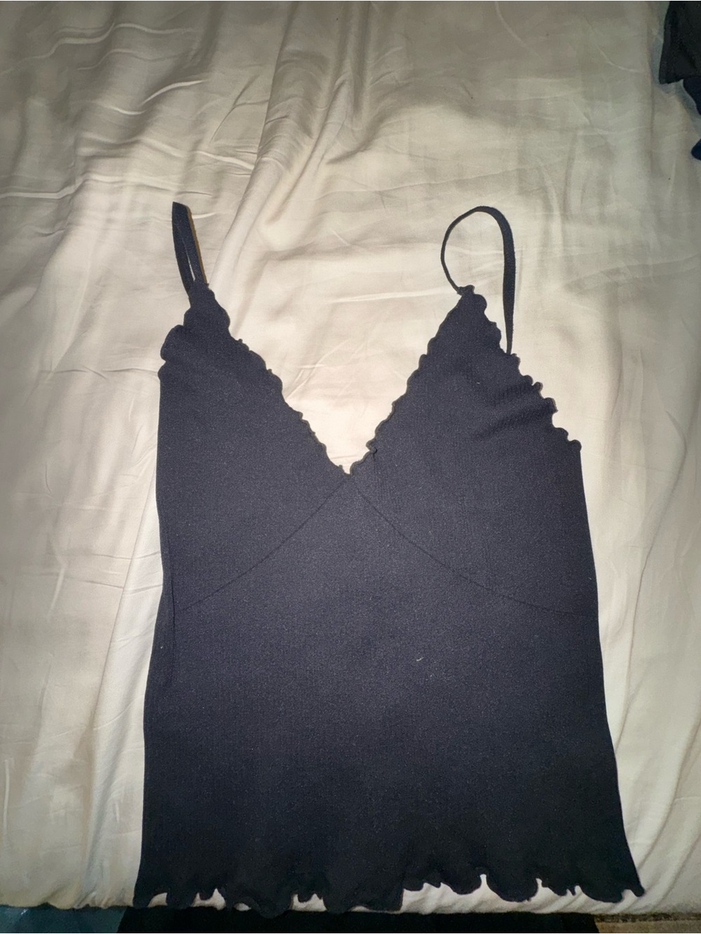 Free People Black Scallop V-Neck Cami